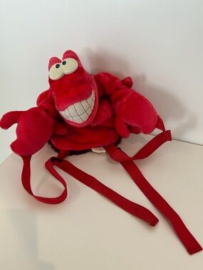 Vintage Disney Sebastian Plush Backpack Little Mermaid Character Bag Y2K
